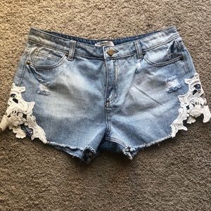 Lace Denim Shorts